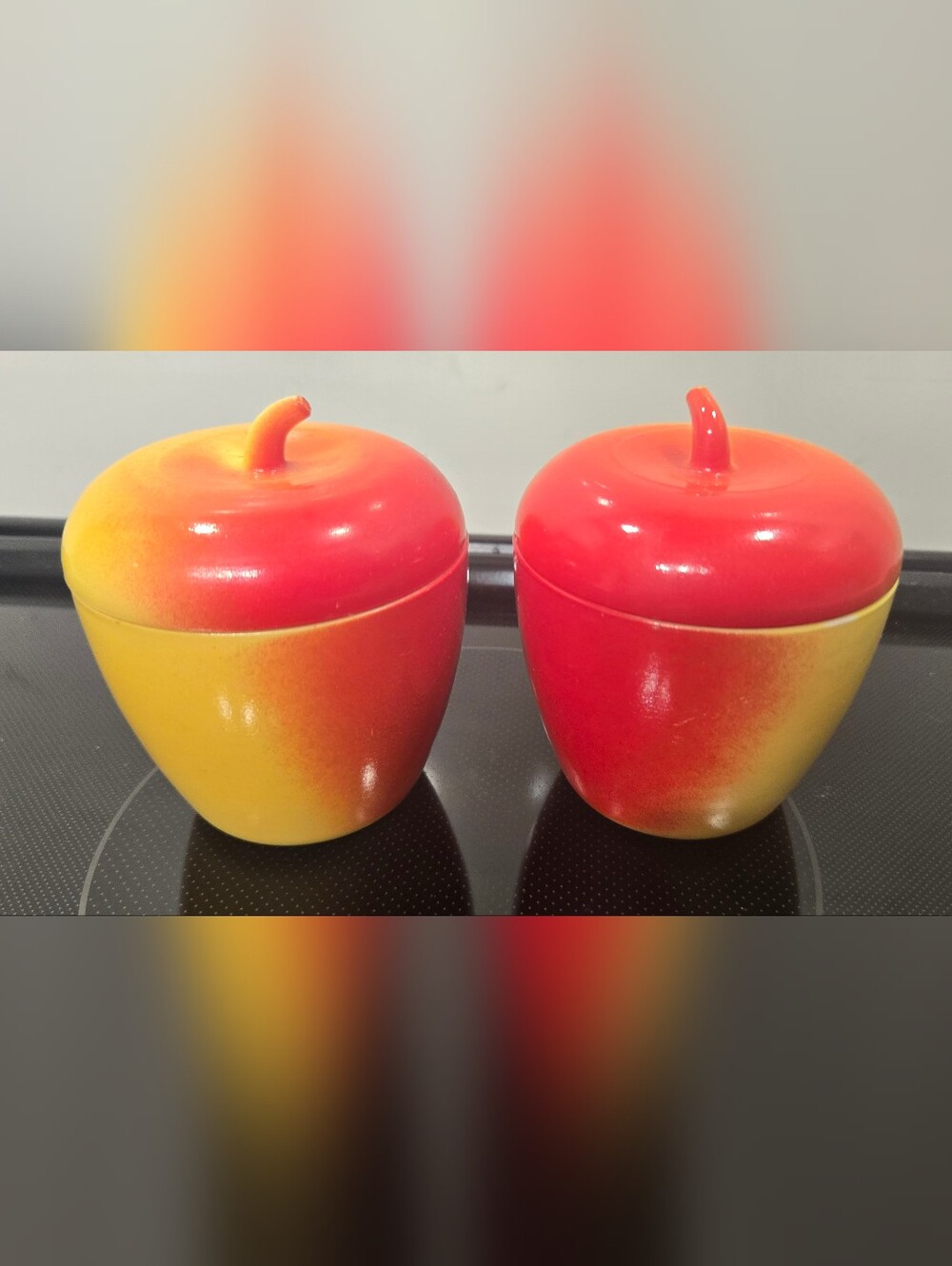 Vintage Hazel Atlas Milk Glass Apple Jam Jars - Set 2